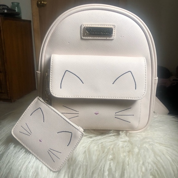 Loungefly Handbags - LOUNGEFLY Cat face mini backpack 2 -piece set